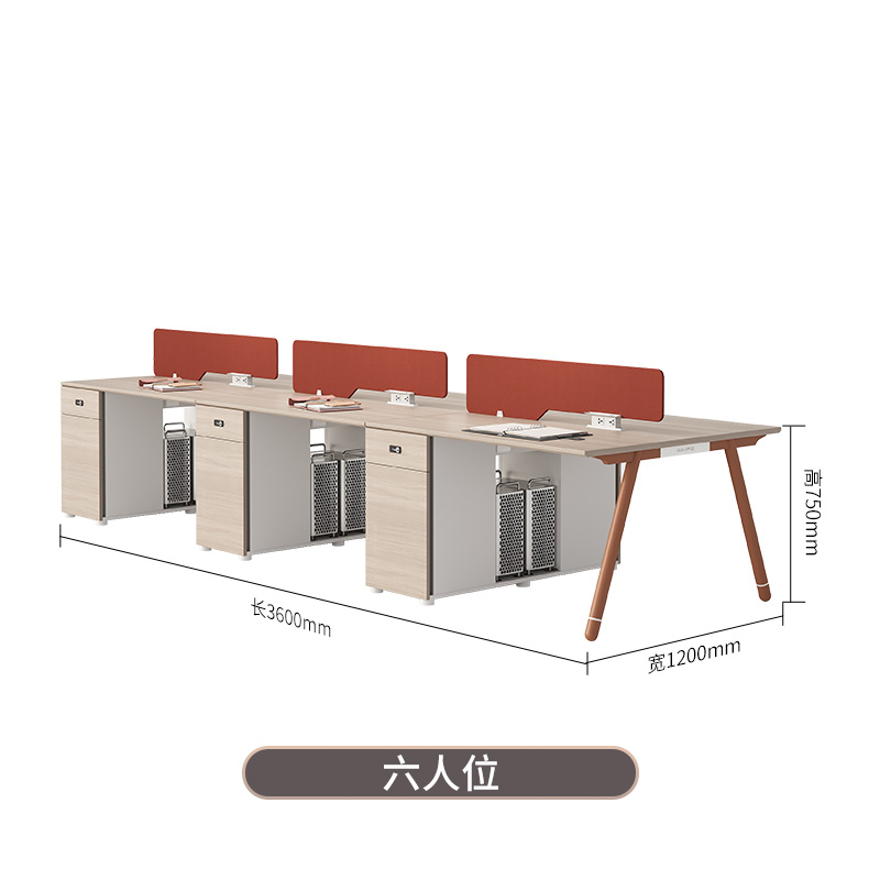 Mesa de oficina del empleado, asiento de tarjeta doble para cuatro o seis personas, combinación simple de mesa y silla de oficina moderna