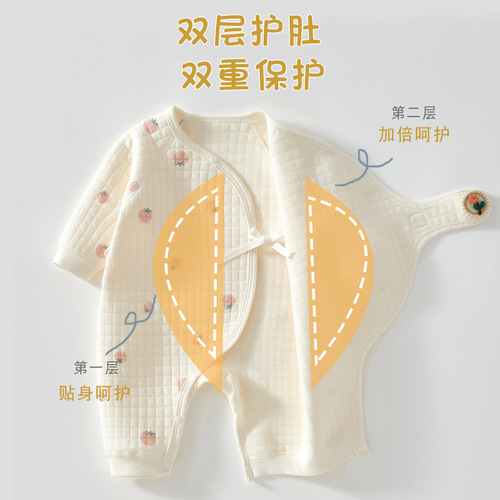 Newborn baby clothes, autumn and winter warm clothes, type A pure cotton, boneless straps, one-piece, 0-3 months old baby clothes