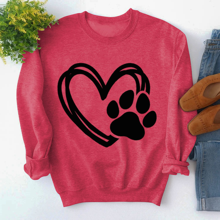 Amazon estación independiente en stock jersey de cuello redondo simple superior manga larga impresa suéter suelto transfronterizo Comercio exterior al por mayor