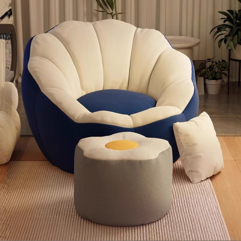 Cute pumpkin | dark blue and white [full filling, does not collapse after sitting for a long time] + foot pedal