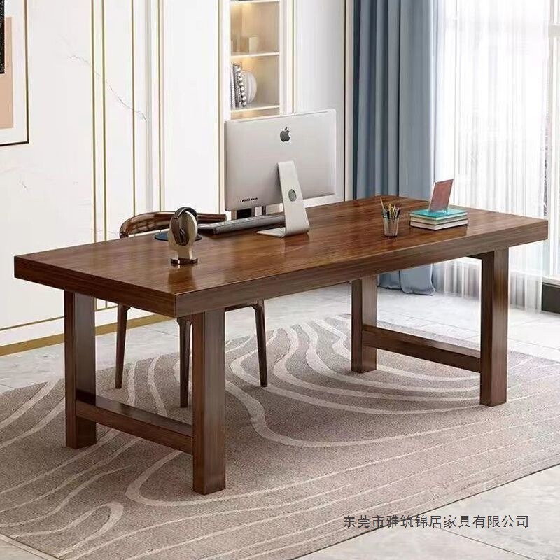 Solid wood large board desk, office desk, computer desk, desktop home study table, rectangular Chinese-style simple workbench