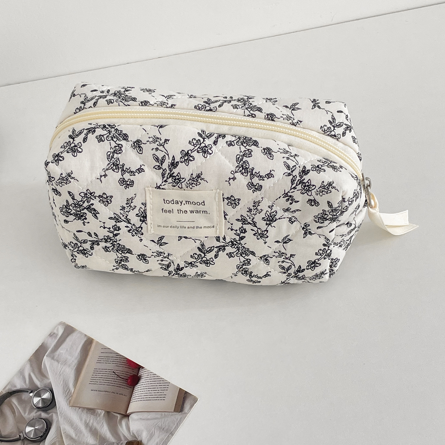 Cosmetic Bag Bags Type Classic Style Ditsy Floral Cotton Square Makeup Bags
