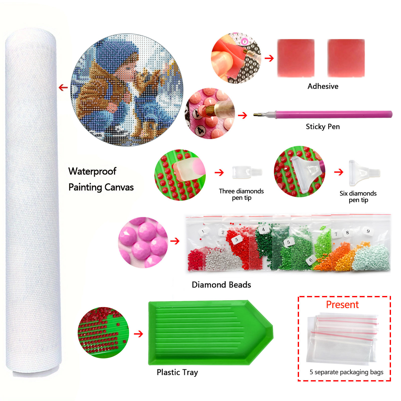 Pegatinas hechas a mano, pintura de diamantes, nuevos cachorros para niños y amigos, pintura adhesiva de resina segura y de alta calidad, artefacto de descompresión de bricolaje