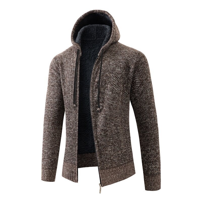 Herren Kapuzenstrickjacke Aus Fleece Für Herbst Und Winter_voghion.com