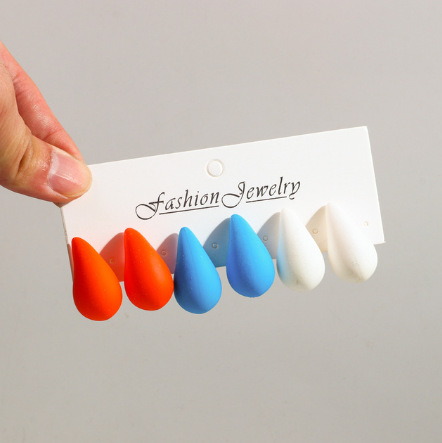 30g Weight Ear Studs Classification 3 Pairs Quantity Daily Occasion Acrylic Material Water Droplets Pattern Women's Gender Spray Paint Design IG Style, Simple Style Style 3 Pairs IG Style Simple Style Water Droplets Spray Paint Arylic Ear Studs 8