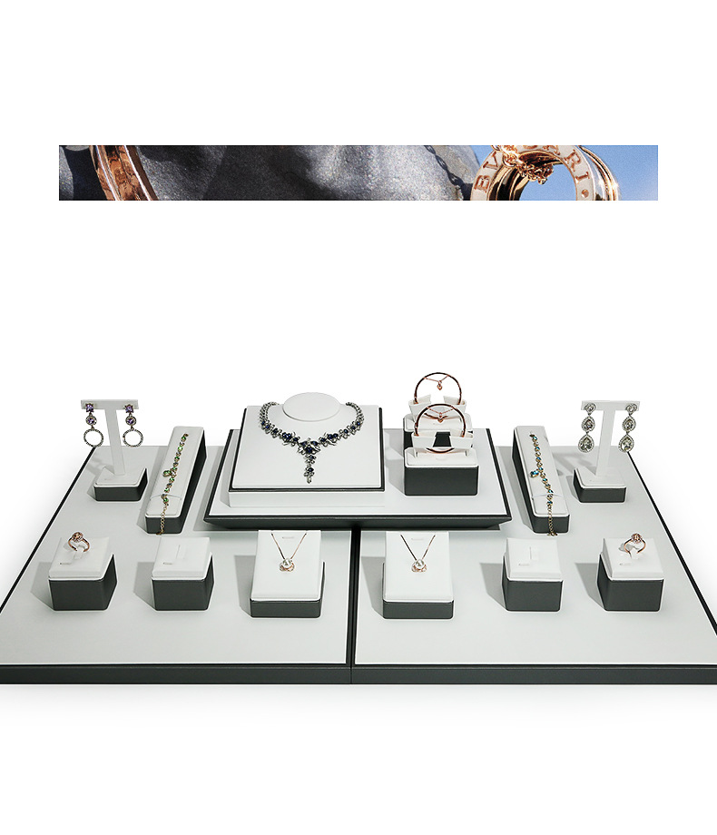 A020-(22-14)灰配白色拉丝平柜展示陈列-(今伟创系