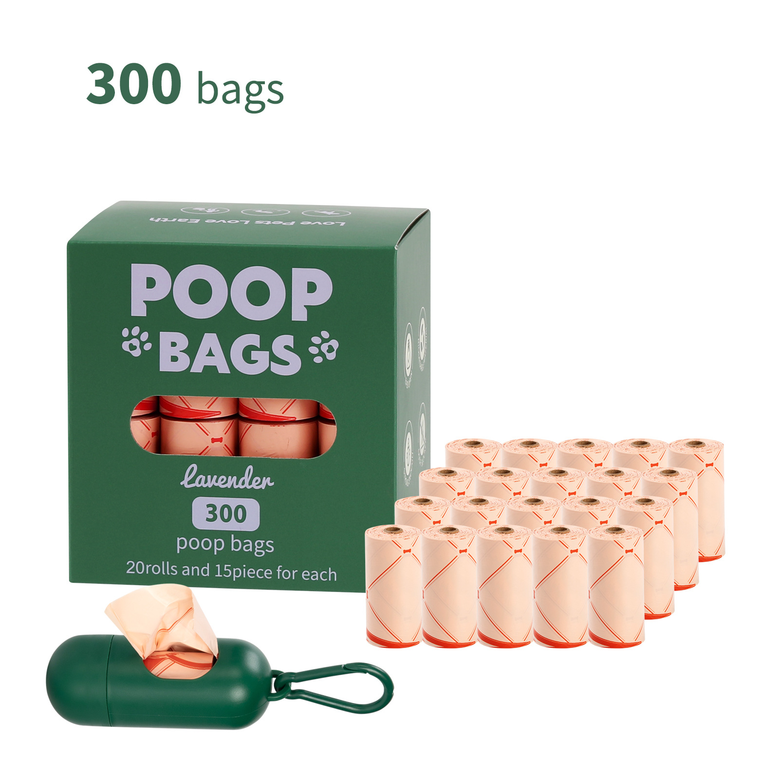 Nueva bolsa de mierda degradable ecológica para perros, bolsa de heces portátil, dispensador de clip de manos libres, bolsa de basura para mascotas