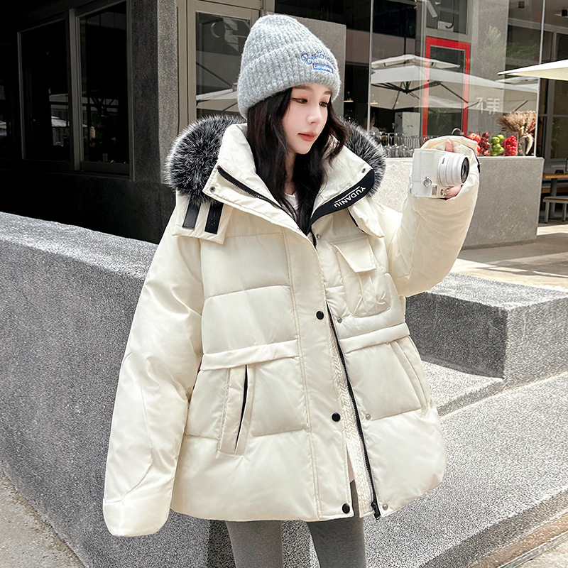 Gran tamaño de invierno nuevo estilo de collar de lana de escolares de estilo coreano chaqueta de algodón suelta chaqueta de algodón gruesa de moda image 8