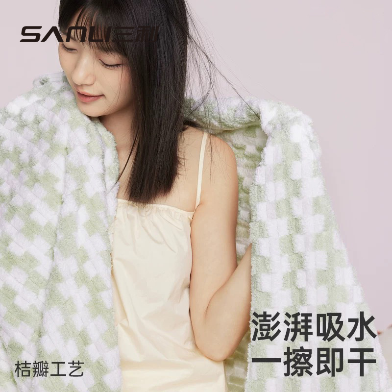 Sanli toallas de coral toallas de baño de lana larga toallas de baño gruesas para adultos toallas de baño de pareja toallas de baño de diamantes de color combinado toallas de baño grandes