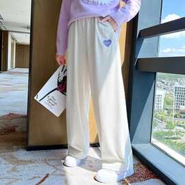 女童阔腿裤春秋2025新款儿童秋装白色裤子中大童宽松直筒长裤秋季