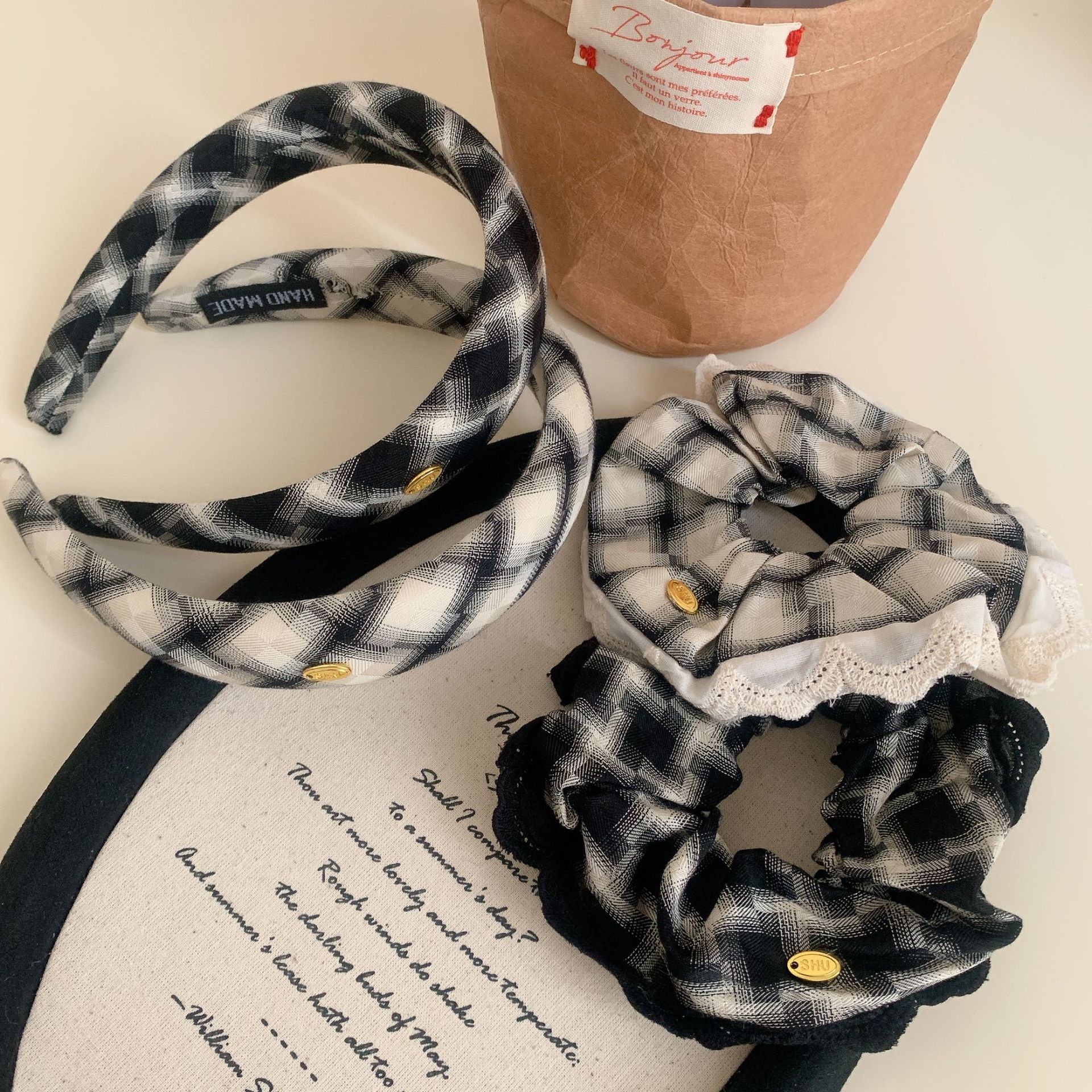 Simple Style, Commute Style Women's Simple Style Commute Checkered Cloth Hair Tie
