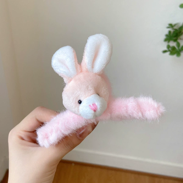 Fuchsia rabbit, plush crab pin