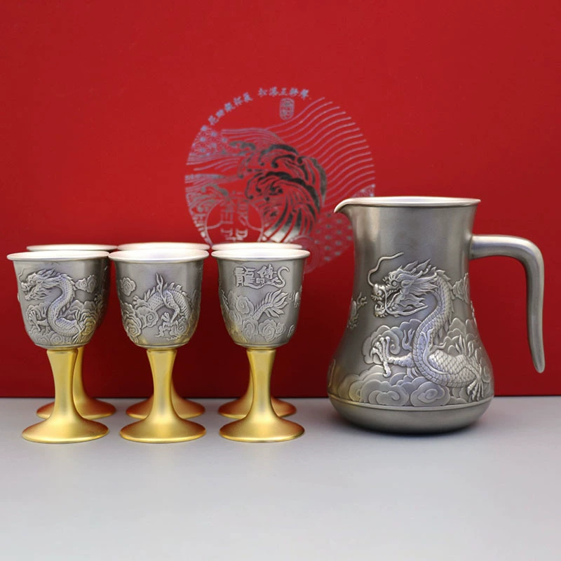 Boutique Baifu Long Silver Wine Set Make Old