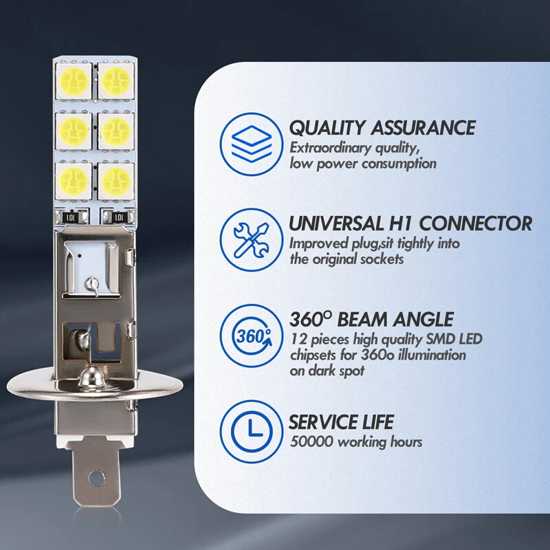 Lámpara de automóvil de comercio exterior LED H1 lámpara de niebla LED H1-12SMD-5050 chip brillante anti niebla LED lámpara de niebla image 5