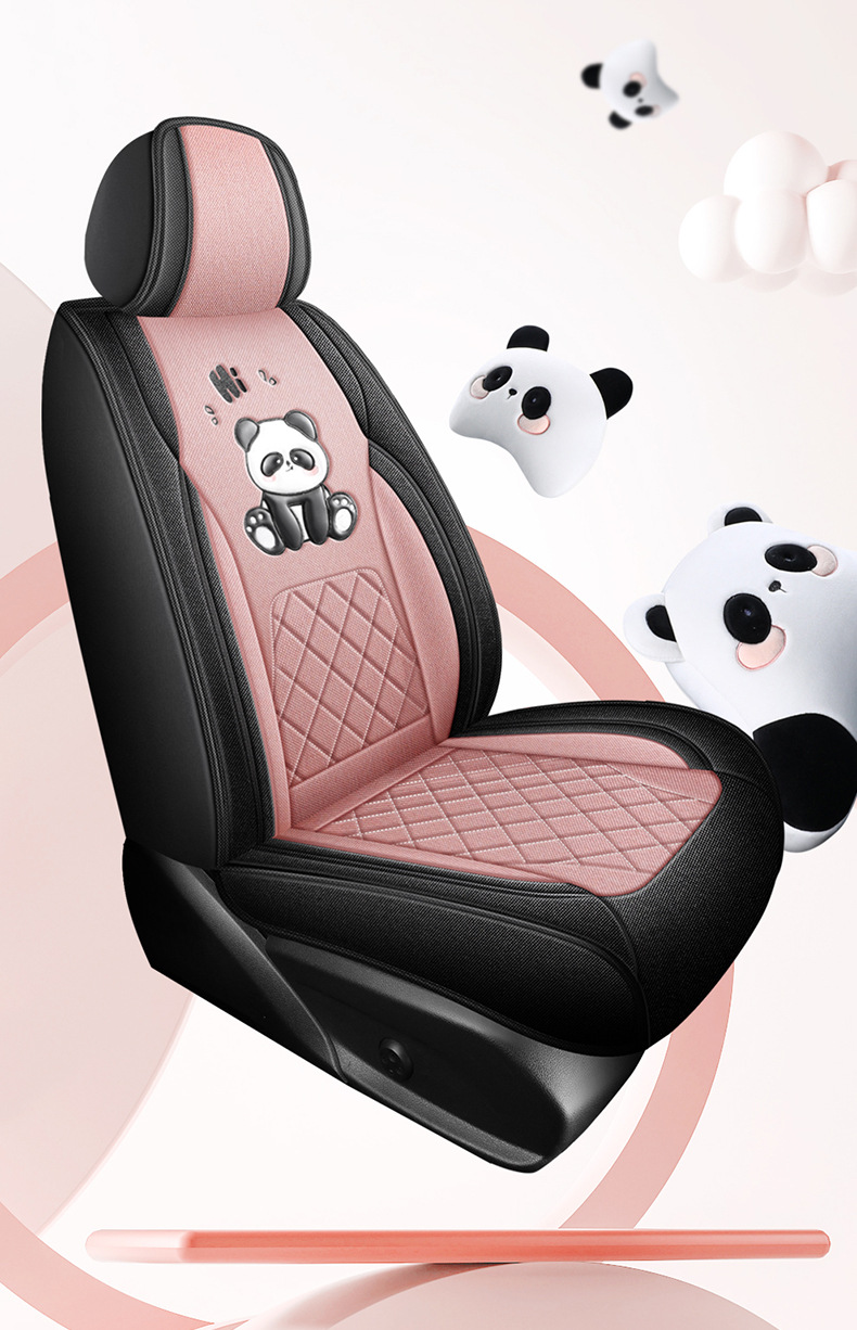 Universal Panda Hemp Full Surround Breathable Wear-Resistant Five-Seat Car Seat Cover