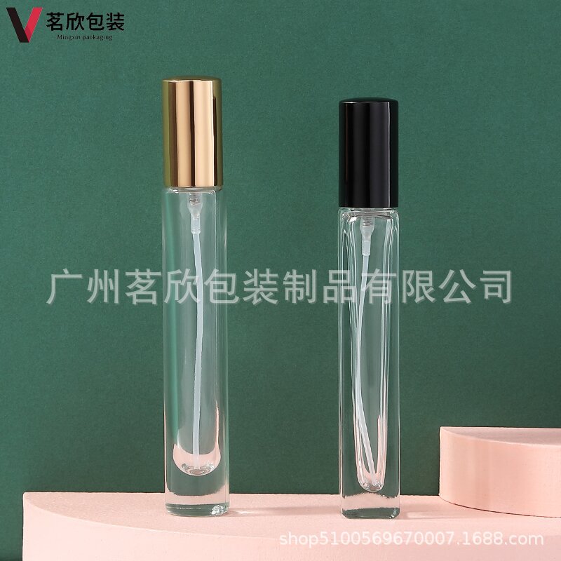 En stock 10ml 15ml botella de perfume botella de spray de vidrio botella de perfume cuadrada sub-botella