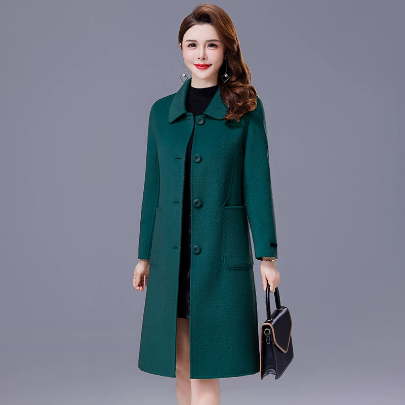 Double-sided woolen long demi-season fitted woolen coat, mid-length, 2024 years