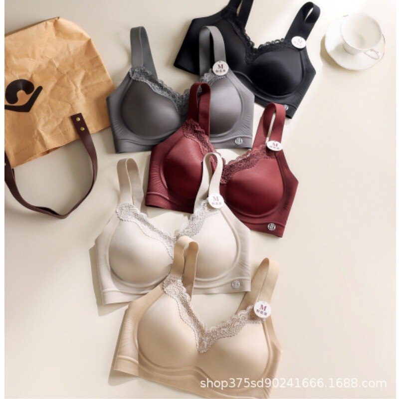227 Seamless Splicing Lace Soft Light Silks and Satins Feel Jelly Intimates Soft Support Push-Up Anti-Sagging Comfortable Bra