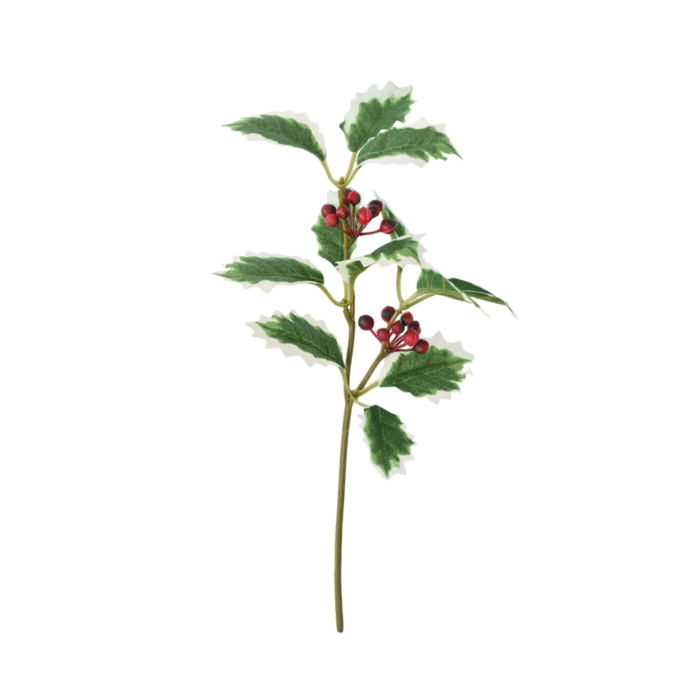 Hoja de Navidad bayas imitación verde fruta roja decoración del hogar árbol de Navidad decoración de mesa diy ramo de fiesta