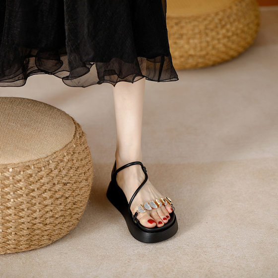 Sandals Women's Summer New 2023 Platform Fairy Style All-match Cyber Celebrity Height-increasing Casual Roman Shoes Small Size Women's Shoes