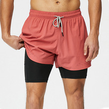 夏季UA男女款双层专业马拉松跑步短裤速干透气内置口袋健身三分裤