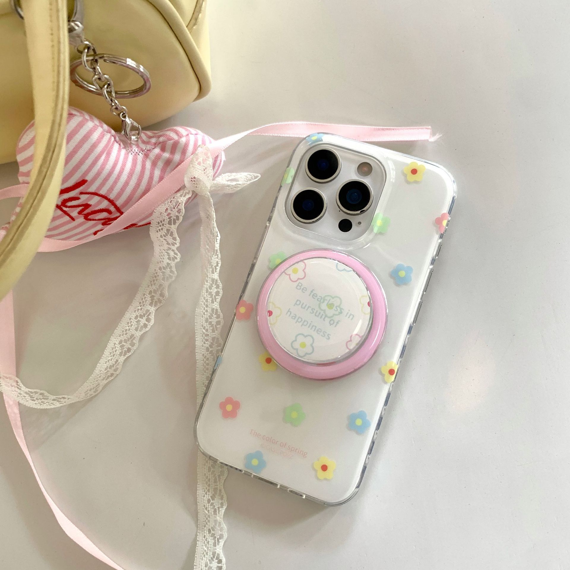 Flores de color de verano para Apple 16ProMax funda para teléfono móvil 15Pro magnético 14/13 Nuevo 15PM Pareja 16