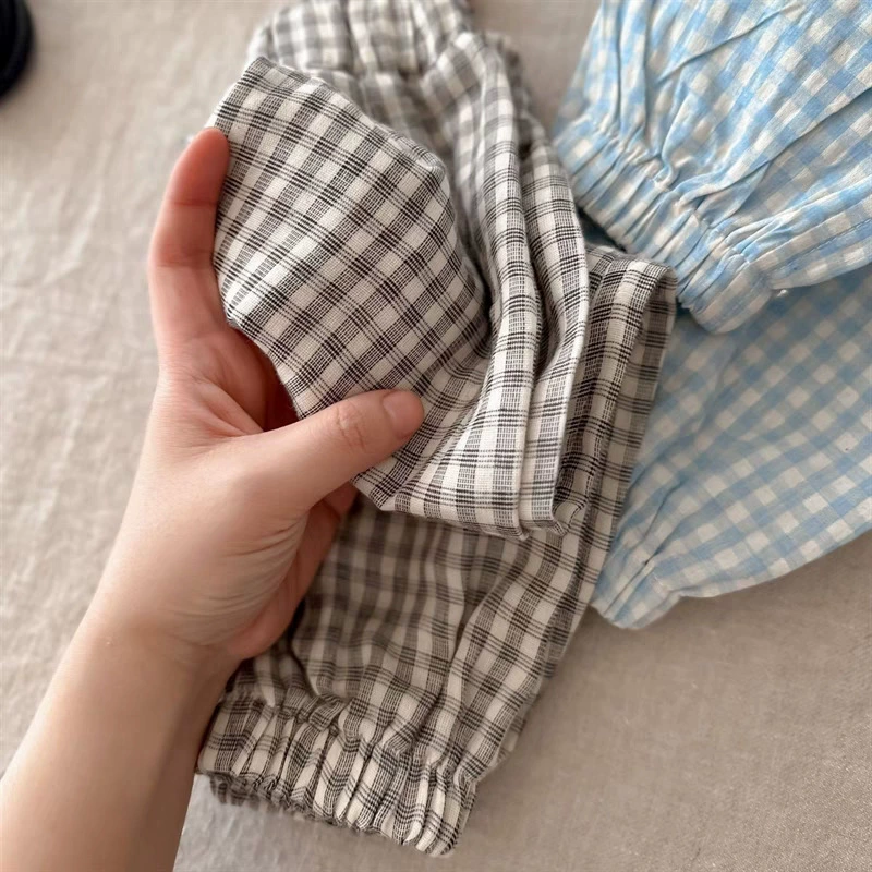 Japanese thin breathable cool mosquito repellent, summer children's trousers, cotton and linen, simple and elegant design