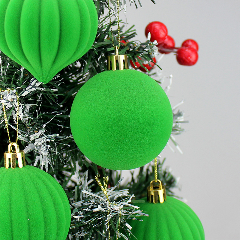 Bolas de Navidad flocadas 6CM / 12pcs flocadas bolas de Navidad decoraciones navideñas fábrica tienda directa Navidad