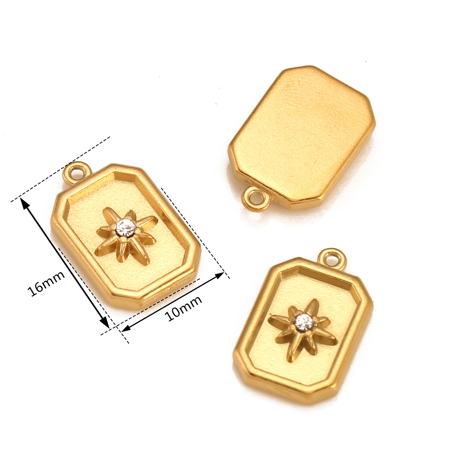 18K Gold Electroplating Method Pendant Jewelry Making Type 3 Pieces 304 Stainless Steel Square Pendant DIY Jewelry Accessories
