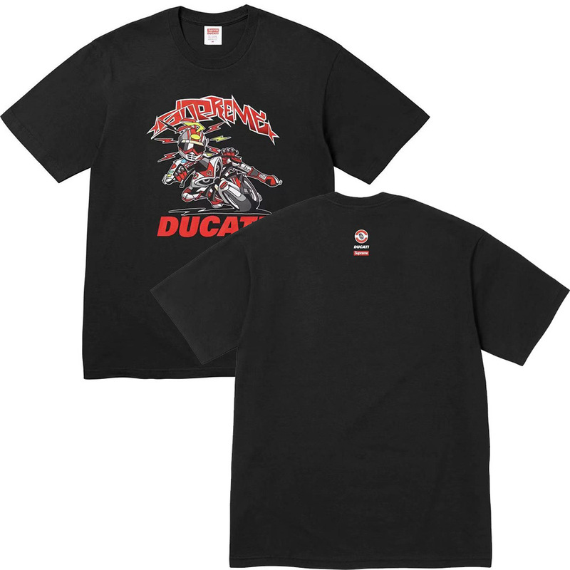 ヨーロッパとアメリカのトレンディなブランド 270 グラム純綿ストリート Sup レタールーズ半袖 Tシャツ男性と女性のクラシックプリントジョイント Tシャツ夏|undefined