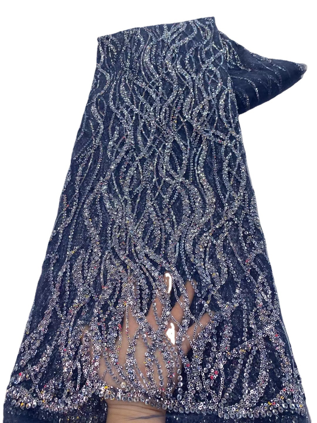 Encaje de la boda a rayas con lentejuelas tubo bordado tela vestido de noche vestido de boda cheongsam tela JX3452 image 4