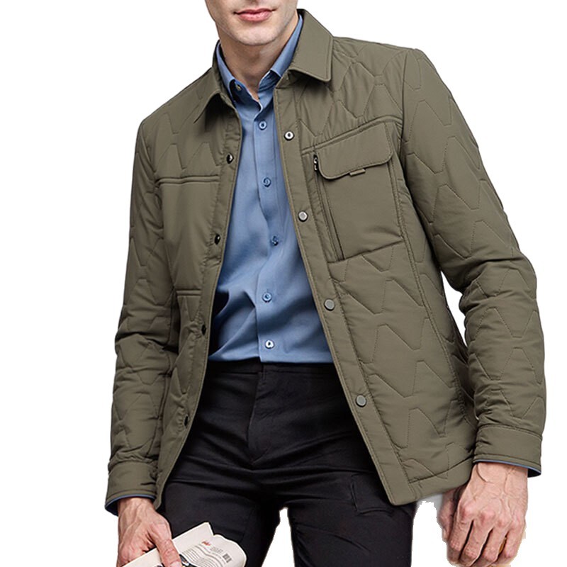 Chaqueta de Algodón Acolchada Corta para Hombre de Poliéster Térmica y Cortavientos para Invierno