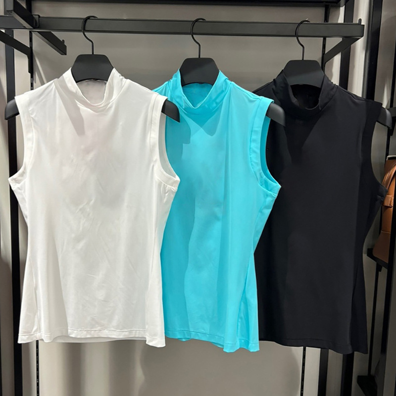 Summer New Golf Women's Sleeveless Round-Neck T-Shirt, Quick-Drying, Breathable, Stretchy, Comfortable, Slim-Fit Sports Clothing