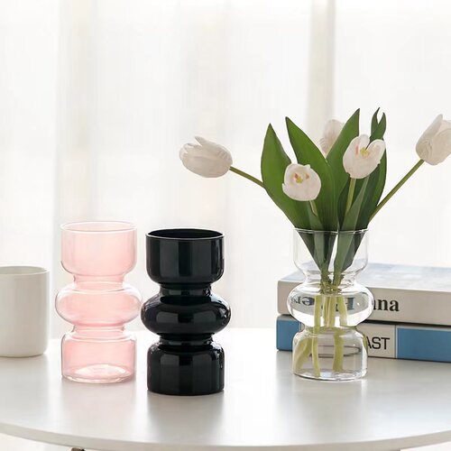 ins style antique glass vase wholesale high-end living room decoration flower arrangement retro small vase crafts ornaments
