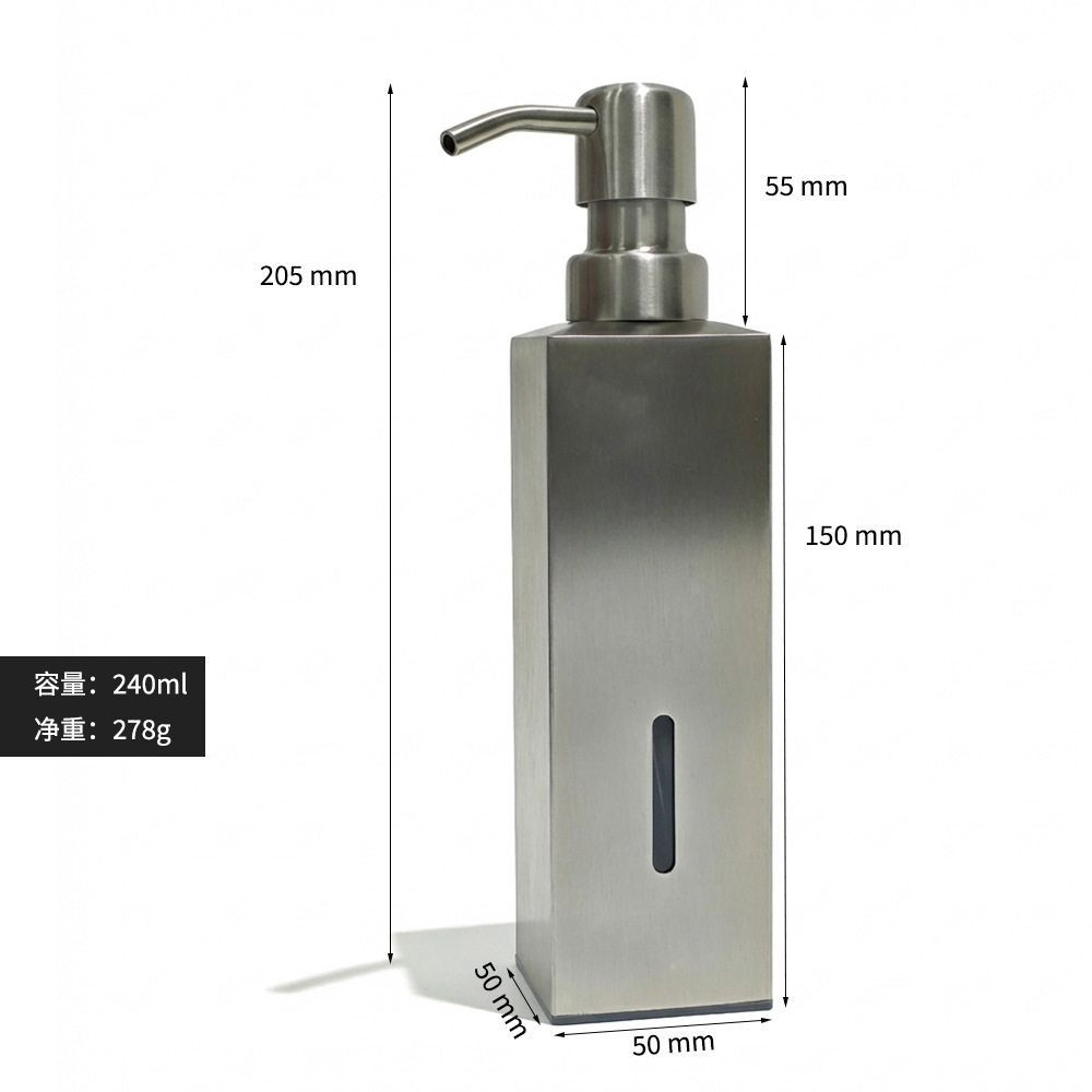 Dispensador de jabón de pared de acero inoxidable para baño de hotel transfronterizo, champú de baño, gel de ducha y dispensador de jabón
