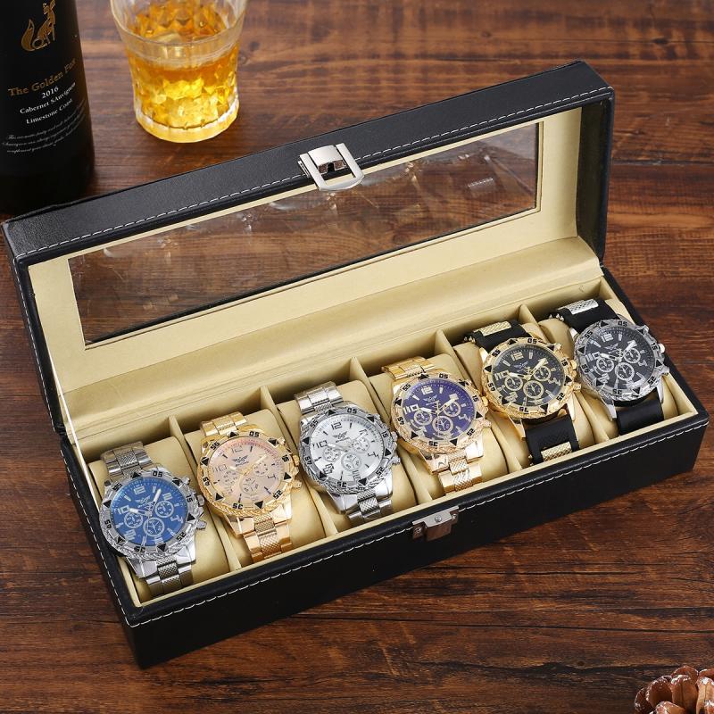 Six Pieces Boxed Watch Men's Steel Belt Fashion Party Party Fashion Watch Men's Gift Men's Gift