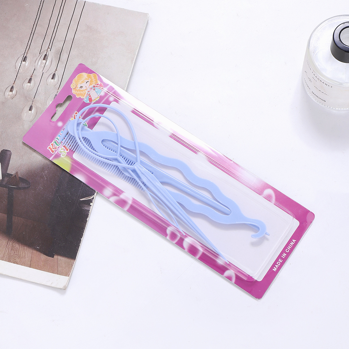 Marca nueva actualización de color rizador de pelo extractor de pelo 4-piece set buena calidad patrón portátil rizador de pelo palo de pelo