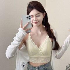1207 花びらレースダブルショルダーストラップ美しいバックサスペンダークロスレース小さなサスペンダー多用途甘い夏のベースに着用可能