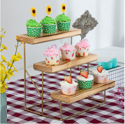 Soporte de la torta de madera soporte de postre soporte de exhibición decoración de la boda Europea accesorios multi-capa bandeja merienda soporte traje image 17