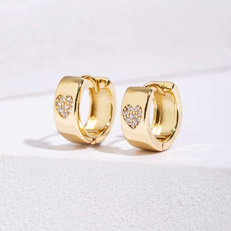 13g Weight Copper Ear Needle Material Zircon Inlay Material Earrings Classification 1 Pair Quantity Daily Occasion Copper Material Heart Shape Pattern Women's Gender Polished Finish Plating Design Lady Style 1 Pair Lady Heart Shape Plating Copper Zircon Earrings 7