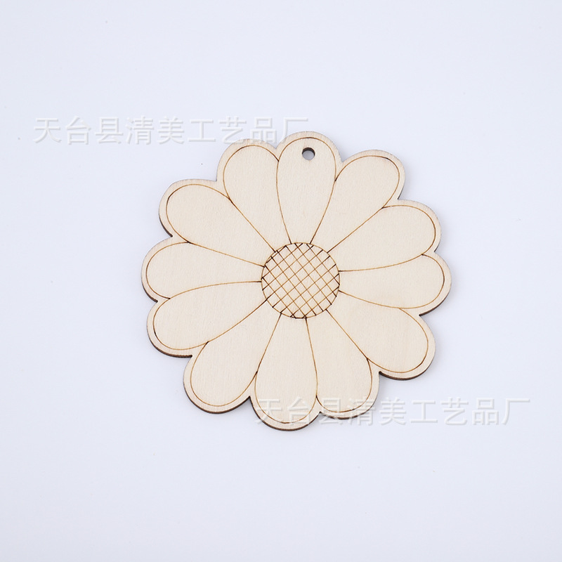 Madera de dibujos animados planta insecto pieza de madera colgante decoración niños pintado a mano material de pintura de bricolaje