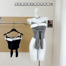 2025纯欲辣妹绑带早春镂空绑带修身吊带背心女设计感显瘦简约上衣