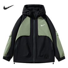 跨境春秋季新款运动冲锋衣夹克男士青年户外潮牌宽松休闲工装外套