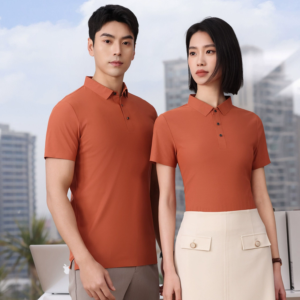 24 новых стильных бесшовных рубашки-поло, стильная рабочая одежда, летние однотонные деловые рубашки с короткими рукавами и рекламными принтами