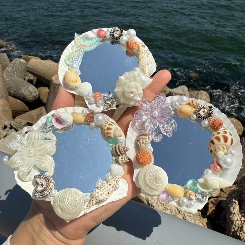 Natural Shell Conch Shell Mirror Frame Cosmetic Mirror Seaside Vacation Creative Gift Birthday Gift Souvenir Natural Shell Conch Shell Mirror Frame Cosmetic Mirror Seaside Vacation Creative Gift Birthday Gift Souvenir