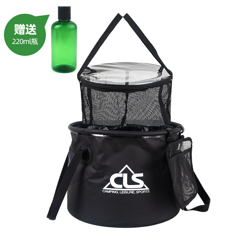 Actualización al aire libre cubo plegable portátil cesta de drenaje camping barbacoa plato Cubo de lavado Cubo de pesca telescópica bolsa de pesca