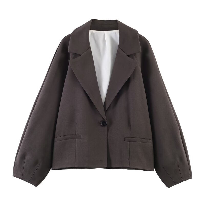 Pb&Za Cross-Border Spring New Women's Casual and Elegant Simple Lapel Puff Long-Sleeved Suit Jacket 2324603