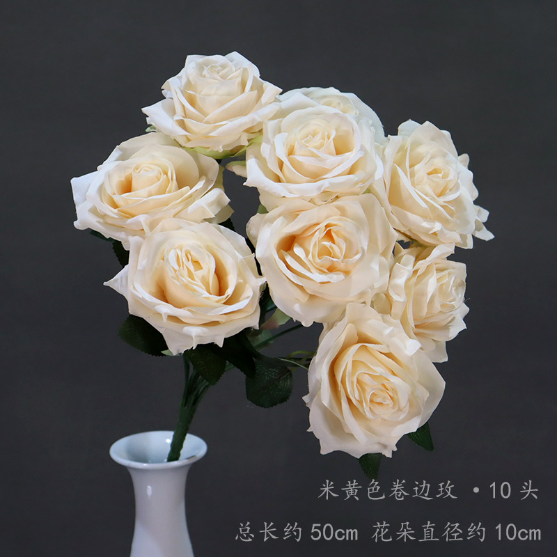 Serie de bodas de rosas amarillas Material floral de simulación Centro comercial de bodas Fondo de decoración de ventana Guía de ruta Arreglo floral Arreglo floral Arreglo floral