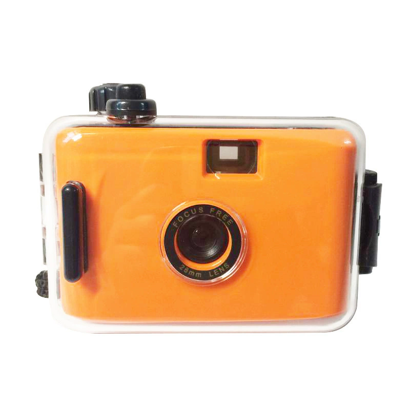 Orange disposable camera, flashing retro lamp for students, bidet
