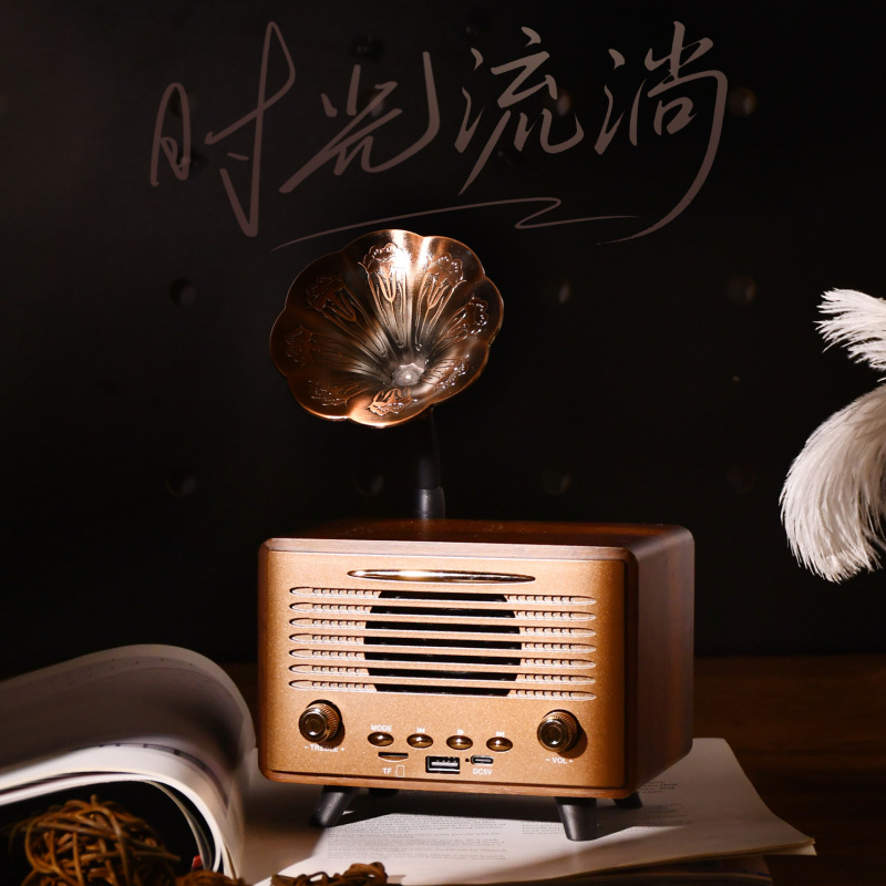 G3000蓝牙音箱迷你无线高音低音响复古台式木质插卡U盘播放高音质|undefined